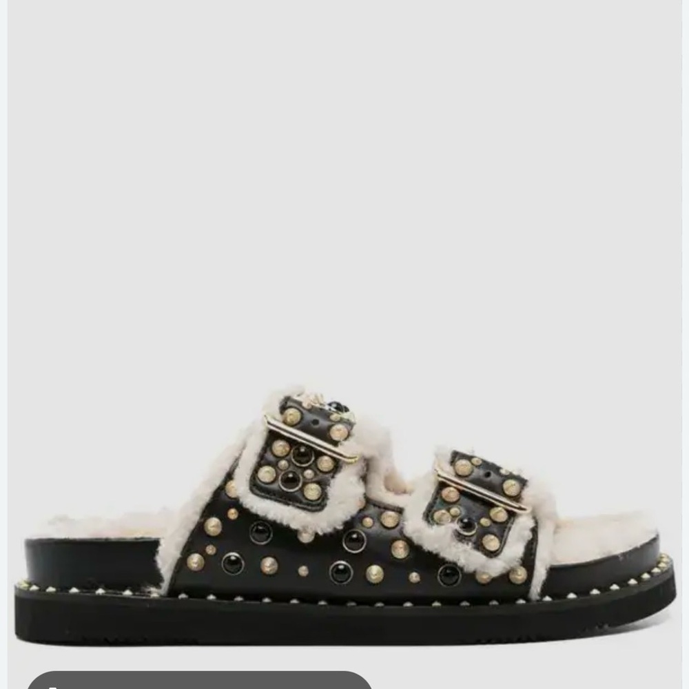 Elegant Black and Cream Studded Women's Sandals